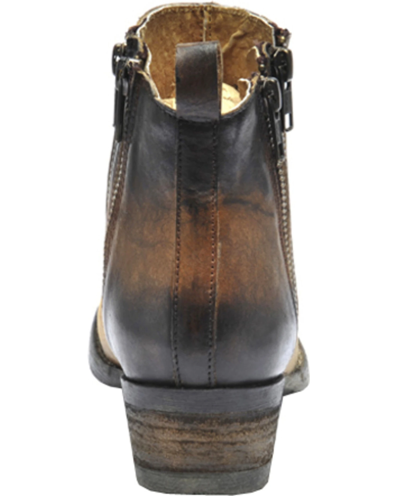 Circle G Burnished Double Zipper Booties - Round Toe - Image 3