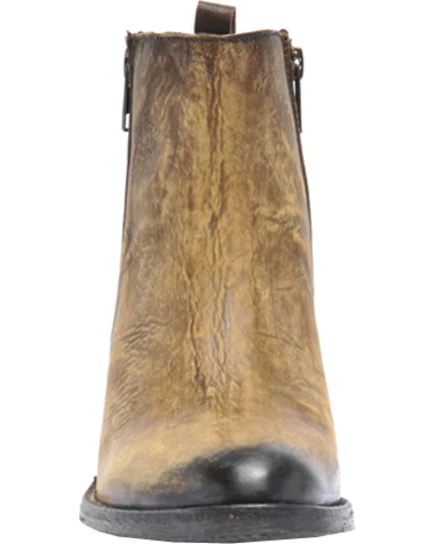 Circle G Burnished Double Zipper Booties - Round Toe