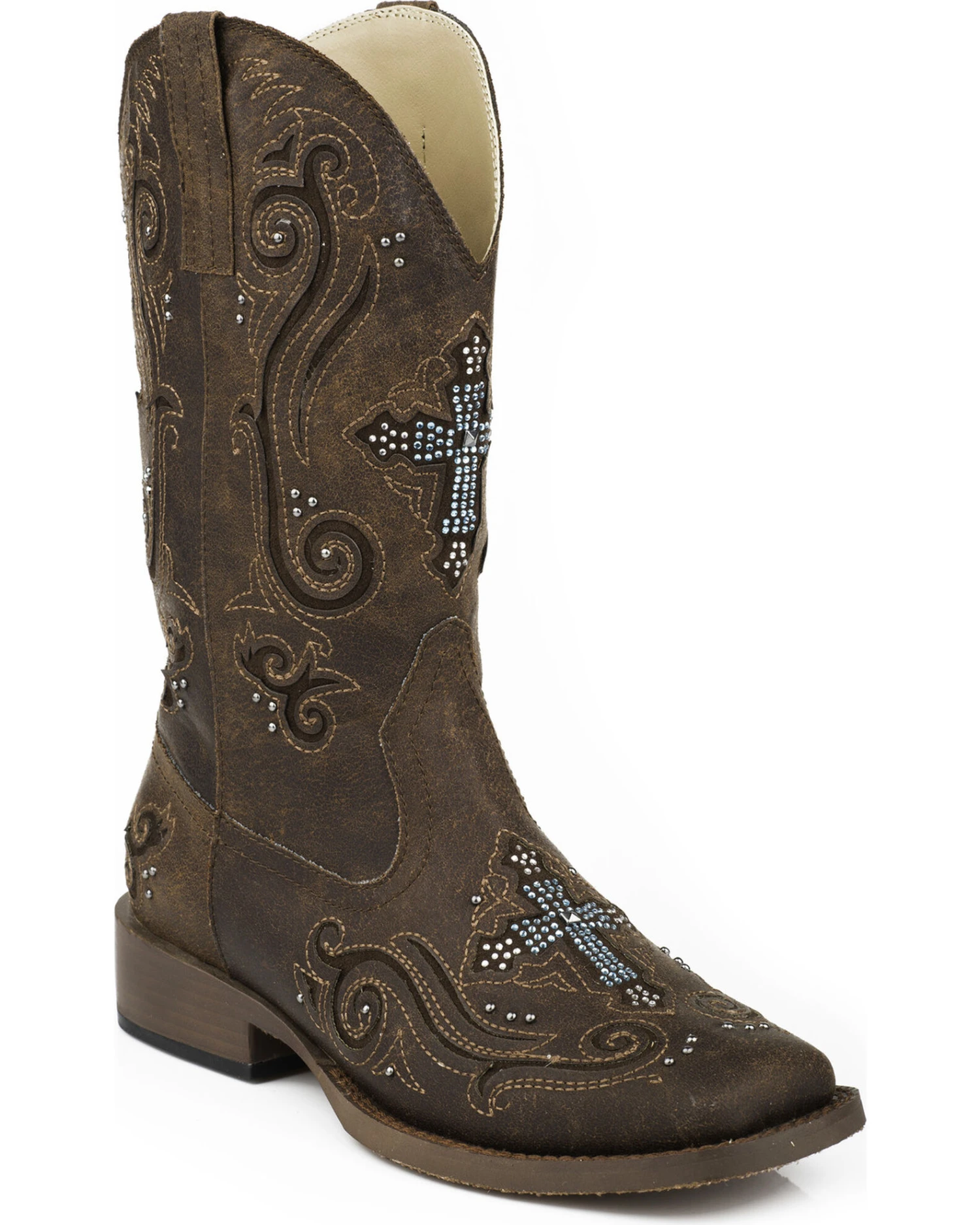 Roper Women's Bling Crystal Cross Faux Western Boots - Square Toe - Image 2