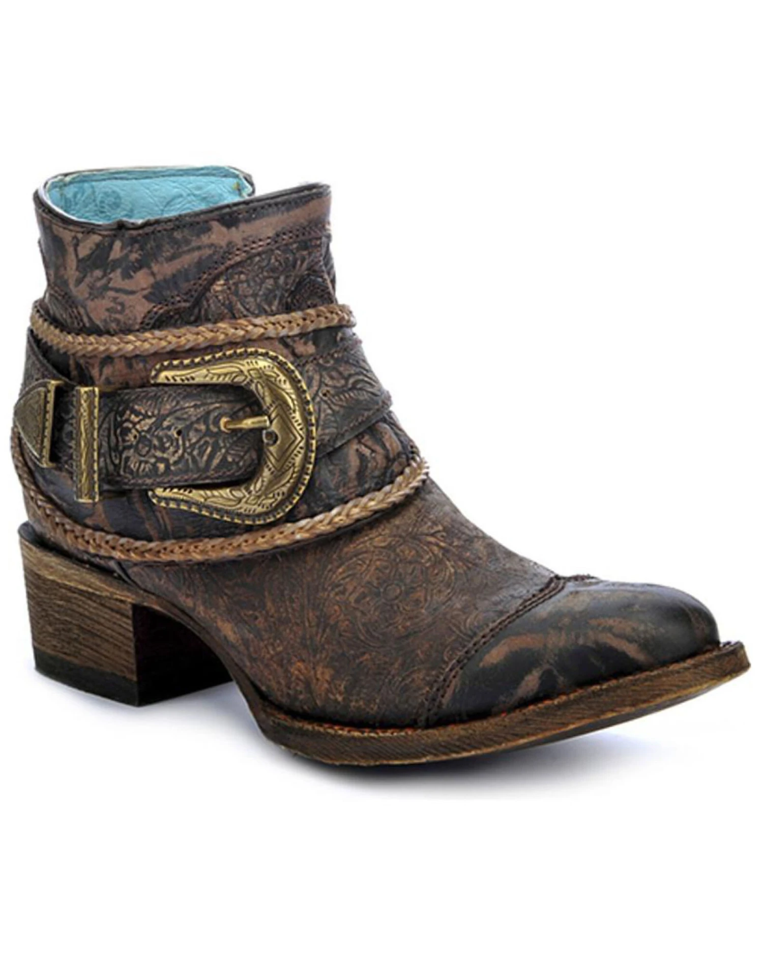 Corral Women's Floral Embossed Booties - Round Toe