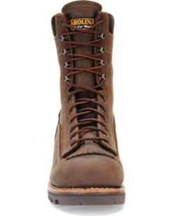 Carolina Men's 8" Crazy Horse Waterproof Lace-to-Toe Logger Boots - Round Toe