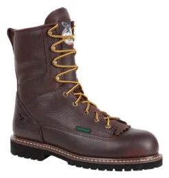 Georgia Boot Men's Waterproof 8" Low Heel Logger Work Boots - Round Toe