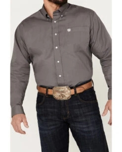 Cinch Cinch Men's Solid Dove Gray Button Long Sleeve Shirt