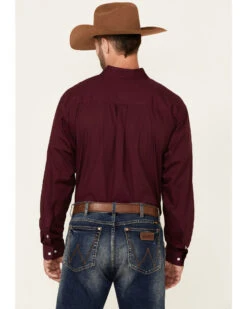 Cinch Cinch Men's Solid Burgundy Button Long Sleeve Western Shirt
