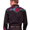 Scully Men's Vibrant Floral Embroidered Retro Long Sleeve Western Shirt