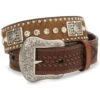 Nocona Men's Crystal Studded Hair-On-Hide Leather Belt - Reg & Big