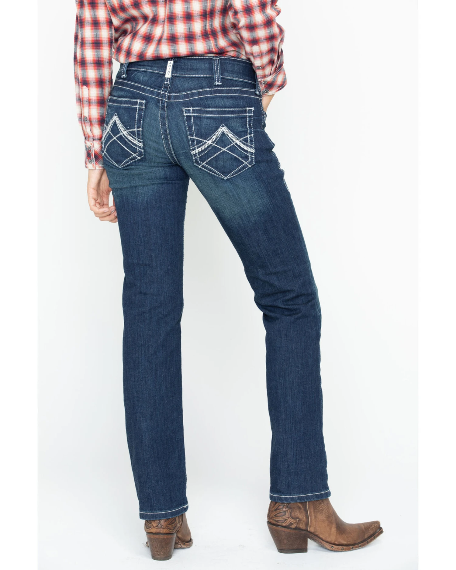 Ariat Women's R.E.A.L. Mid Rise Icon Stackable Straight Leg Jeans - Image 3