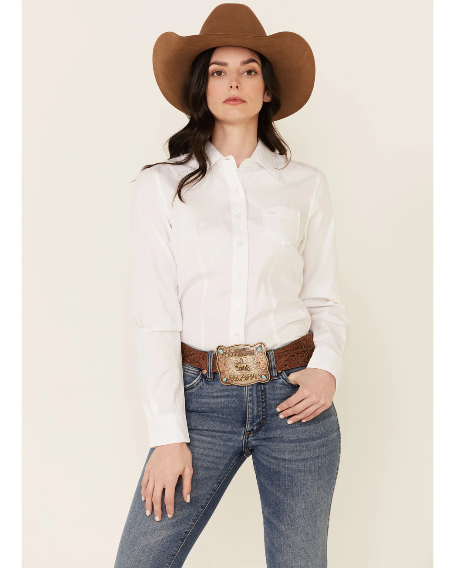 Cinch Women's Solid Long Sleeve Button Down Western Shirt - Image 3