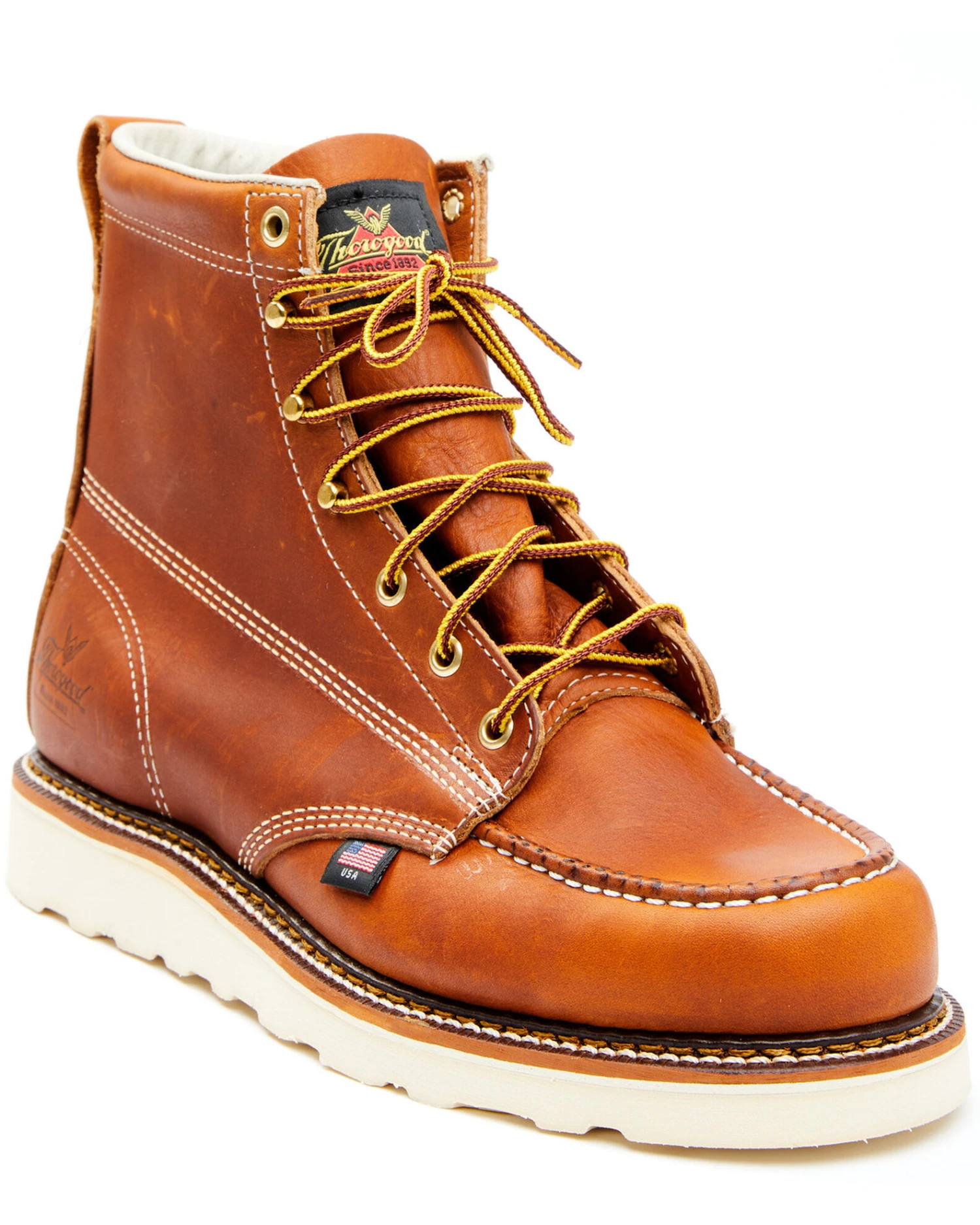 Thorogood Men's 6" American Heritage Made In The USA Wedge Sole Work Boots - Soft Toe - Image 2
