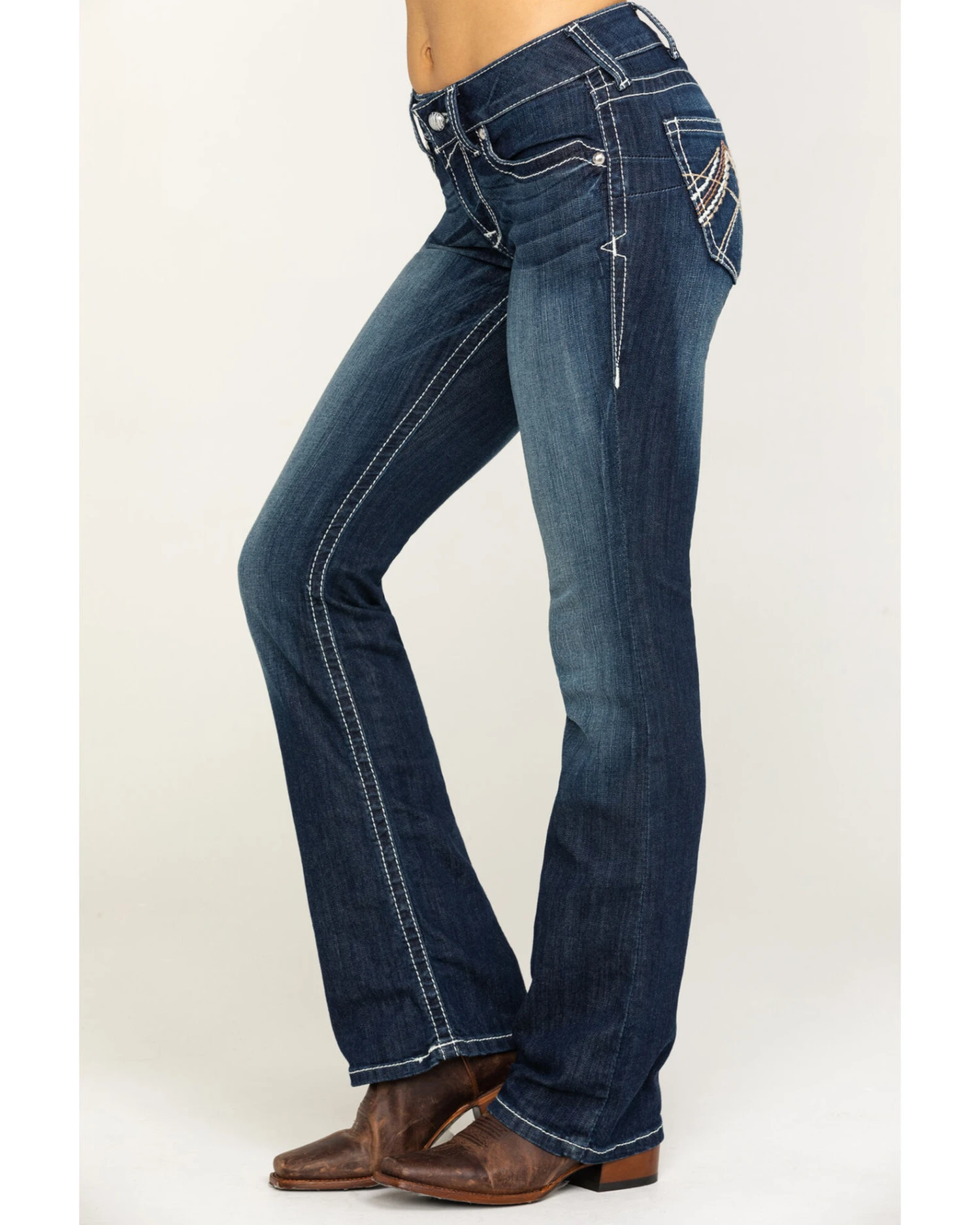 Ariat Women's R.E.A.L. Low Rise Rosy Whipstitch Bootcut Jeans - Image 5