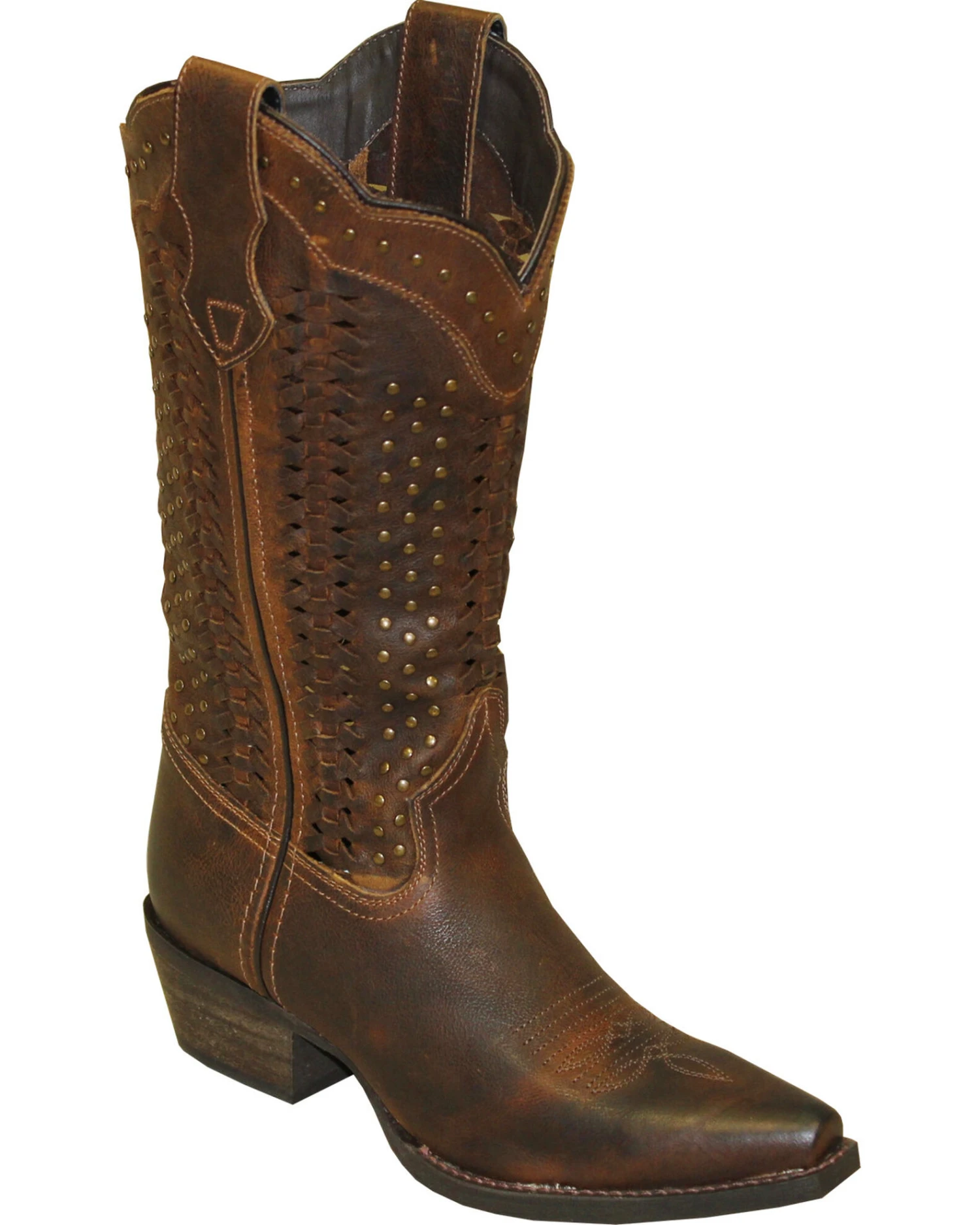 Rawhide By Abilene Scalloped And Weaving Western Boots - Snip Toe - Image 2