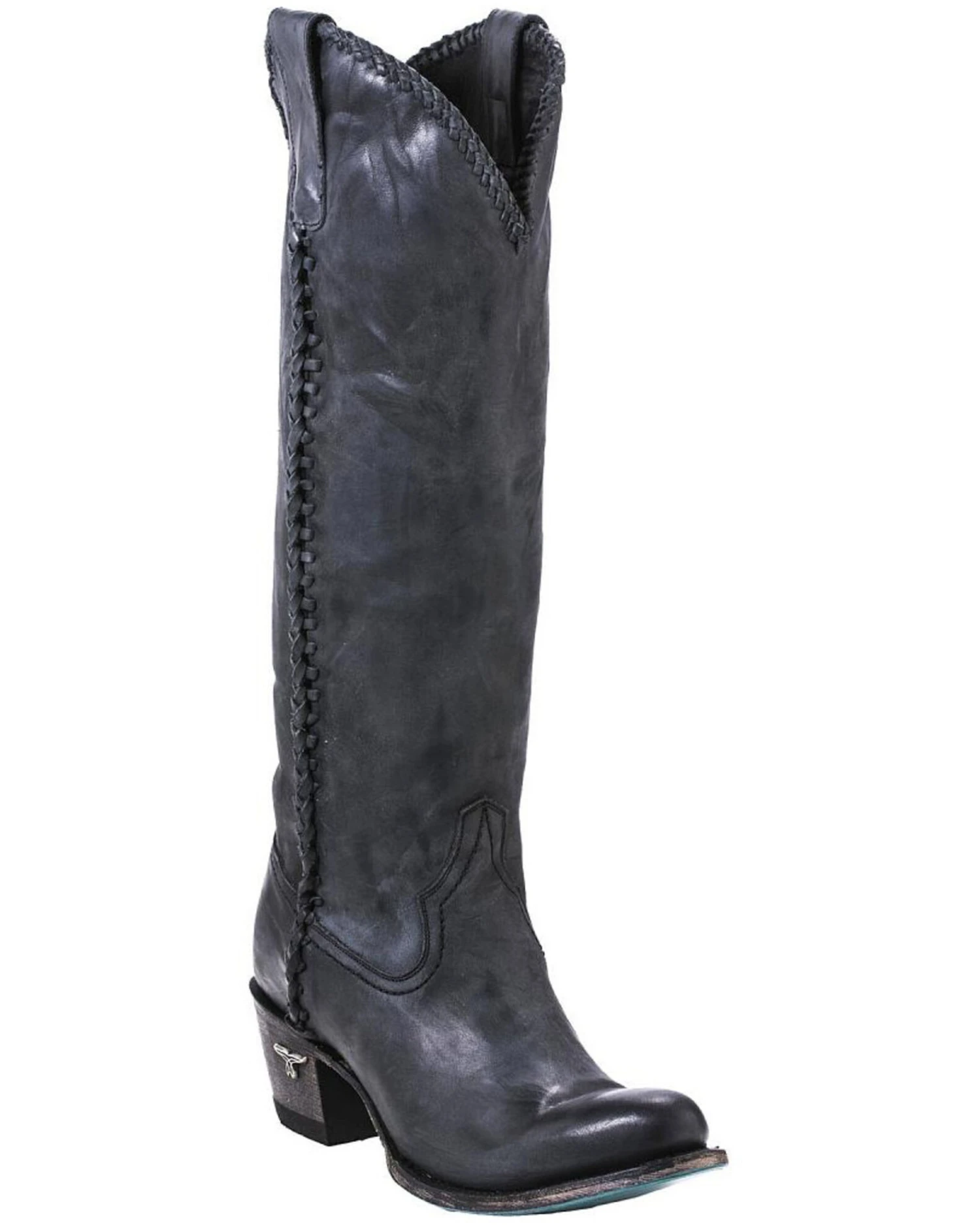Lane Women's Plain Jane Charcoal Tall Western Boots - Round Toe - Image 2