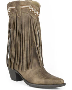 Roper Women's Fringe Faux Leather Western Boots - Pointed Toe