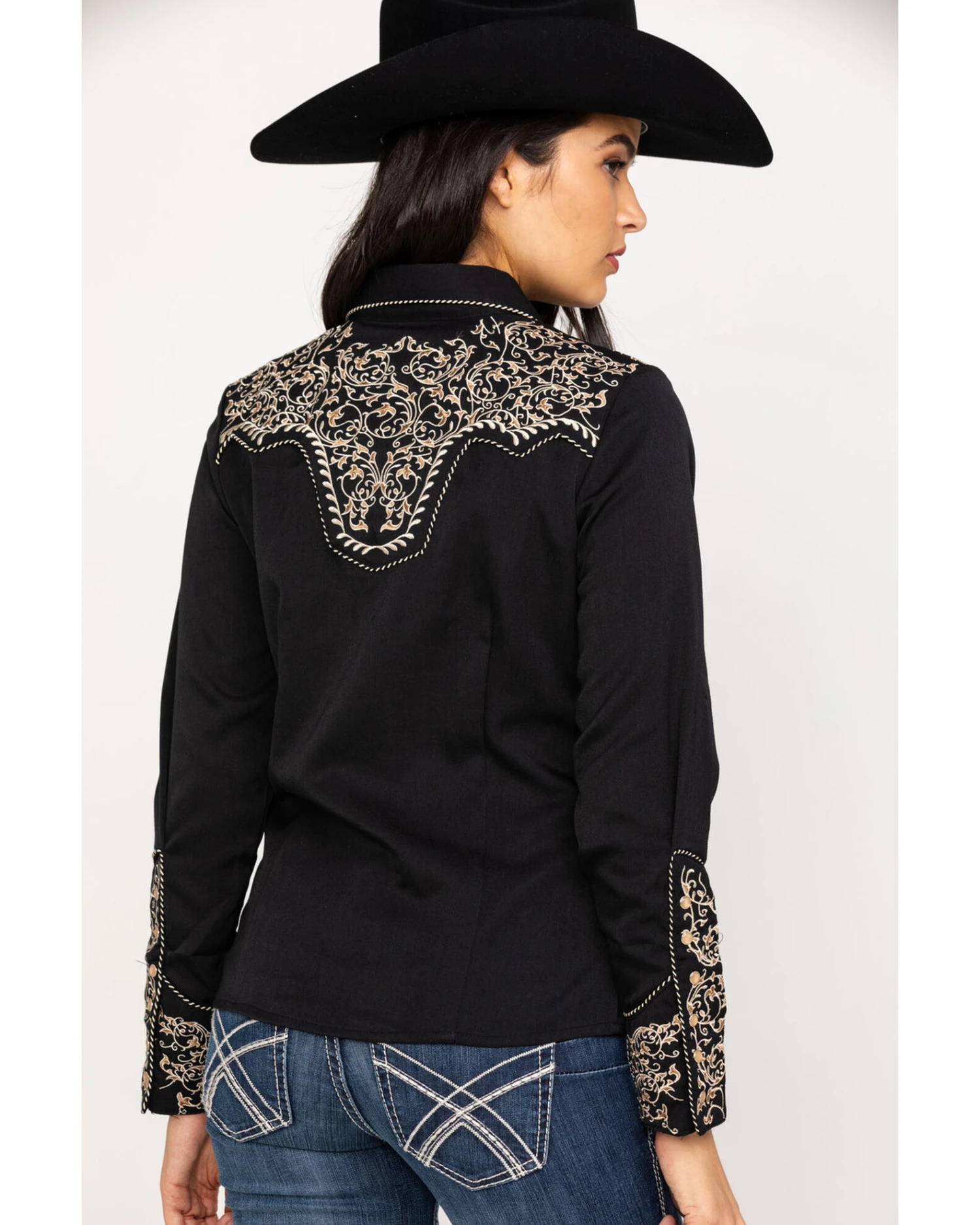 Scully Women's Scroll Embroidered Long Sleeve Pearl Snap Western Shirt - Image 2