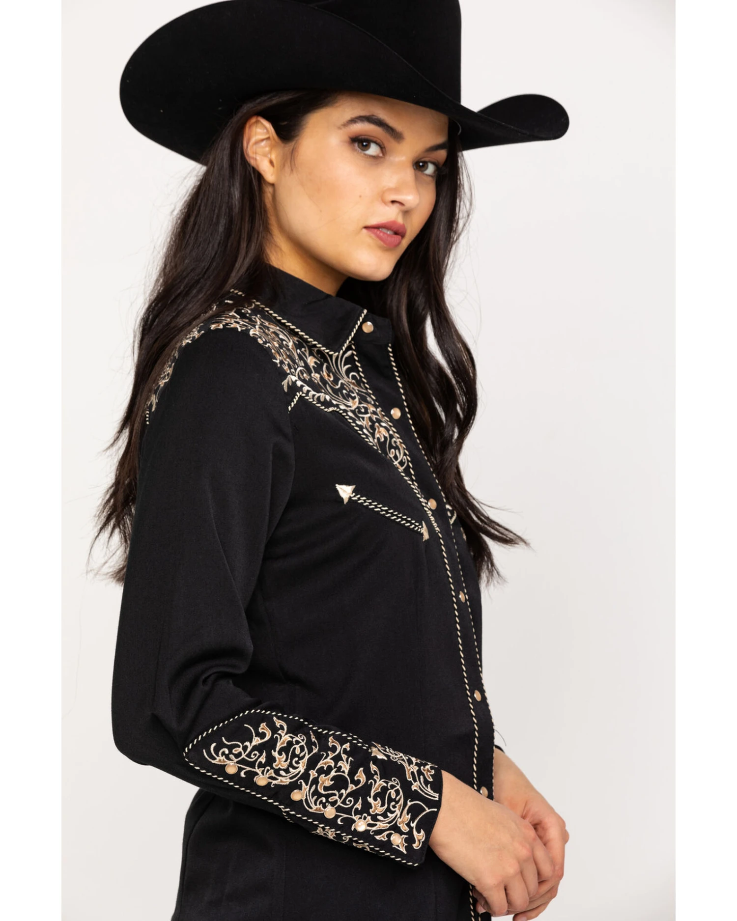 Scully Women's Scroll Embroidered Long Sleeve Pearl Snap Western Shirt - Image 5