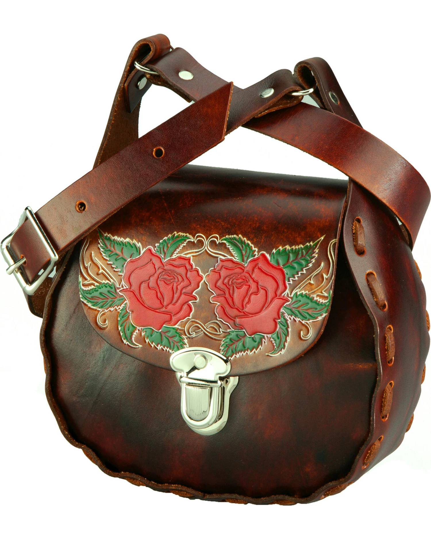 Western Express Women's Brown Floral Leather Shoulder Bag