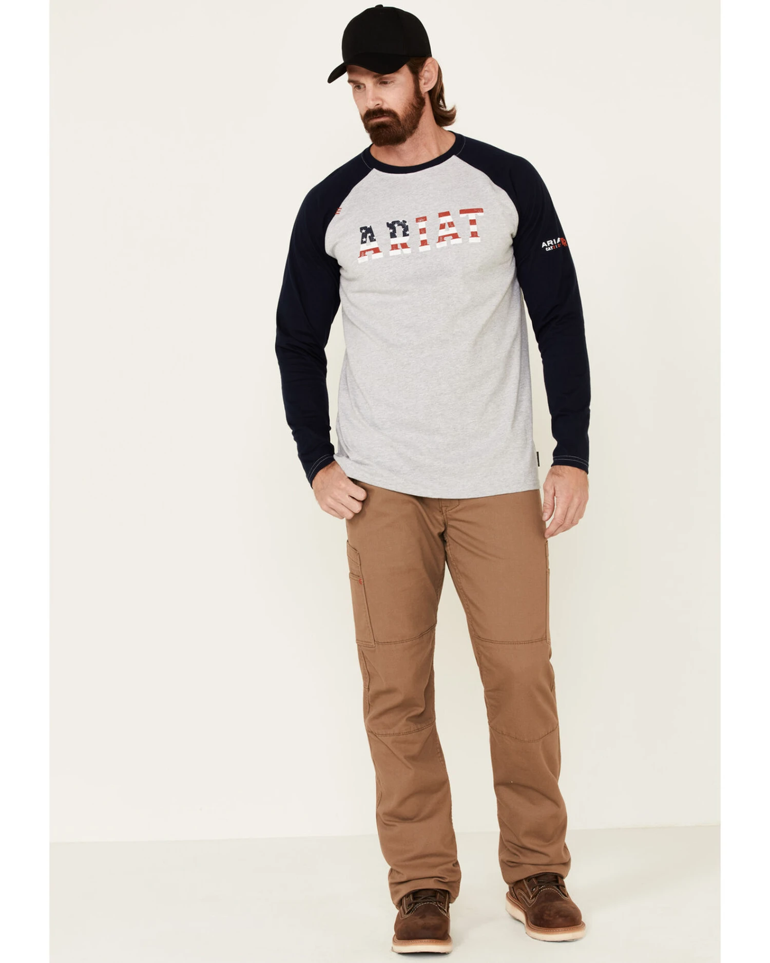 Ariat Men's FR Baseball Logo Crew Work Tee - Image 2