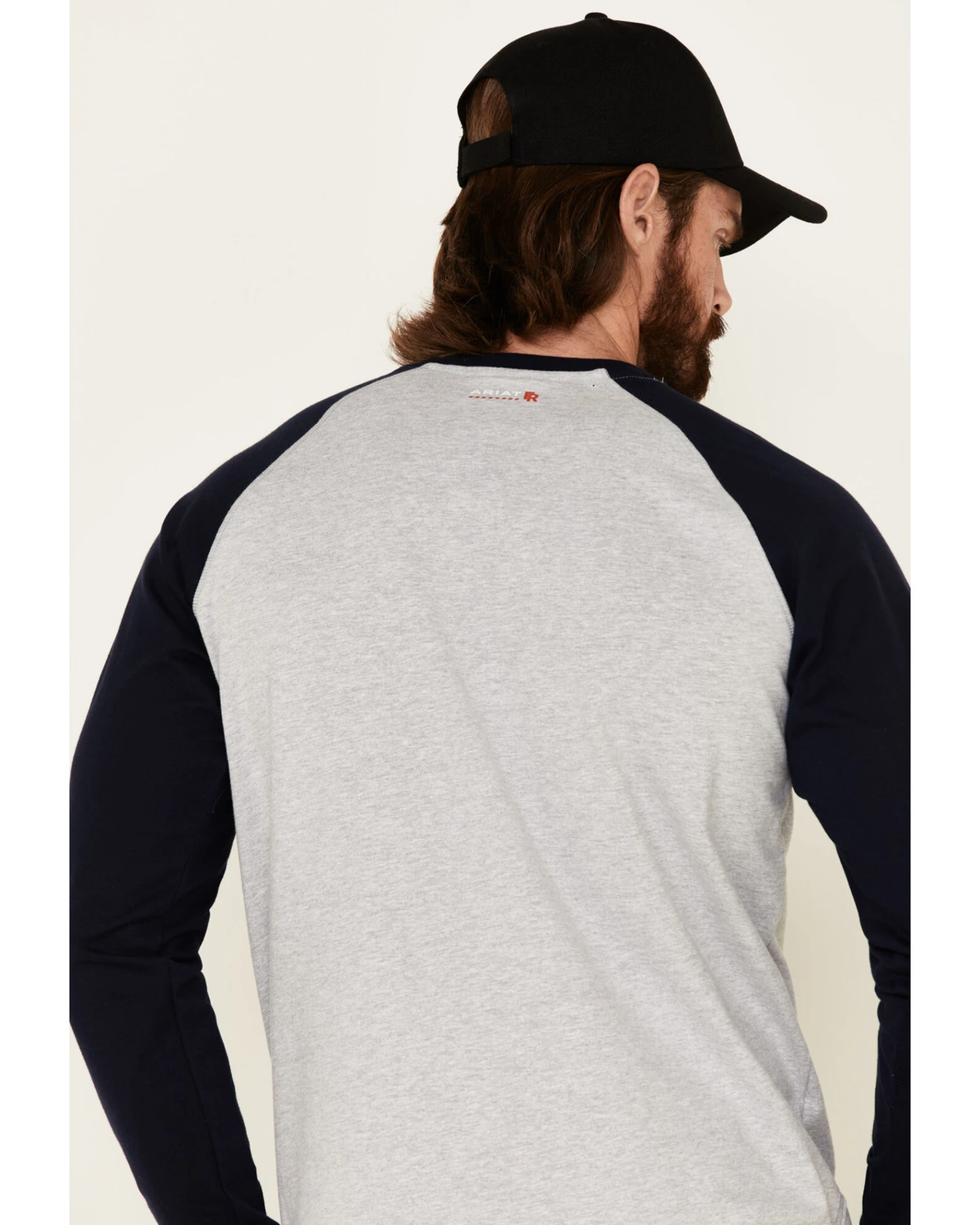 Ariat Men's FR Baseball Logo Crew Work Tee - Image 4