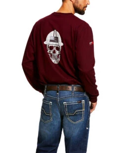 Ariat Men's FR Roughneck Skull Logo Crew Long Sleeve Work Tee - Tall