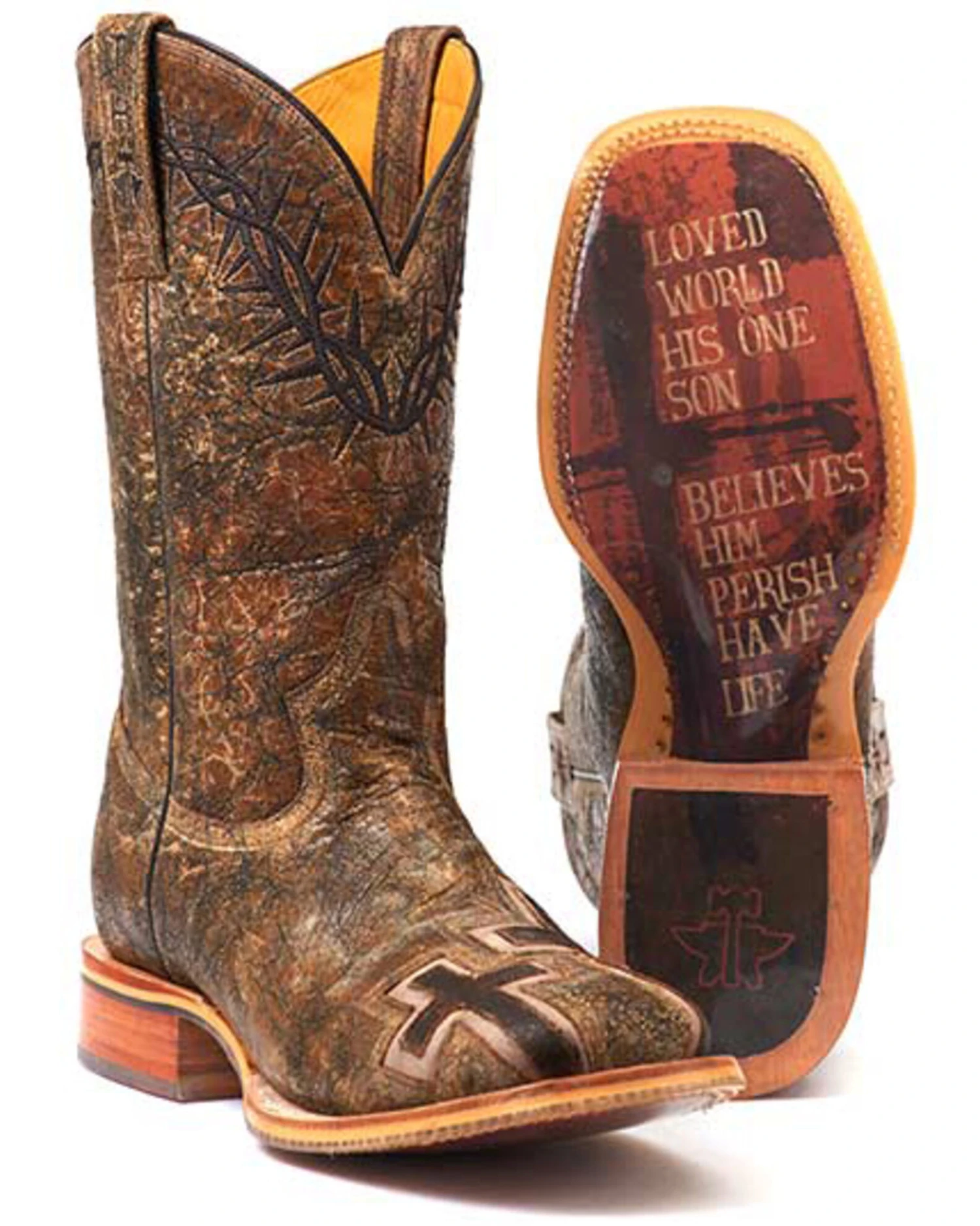 Tin Haul Men's John 3:16 Western Boots - Broad Square Toe - Image 2