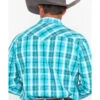 Rock & Roll Denim Men's Poplin Plaid Print Snap Long Sleeve Western Shirt