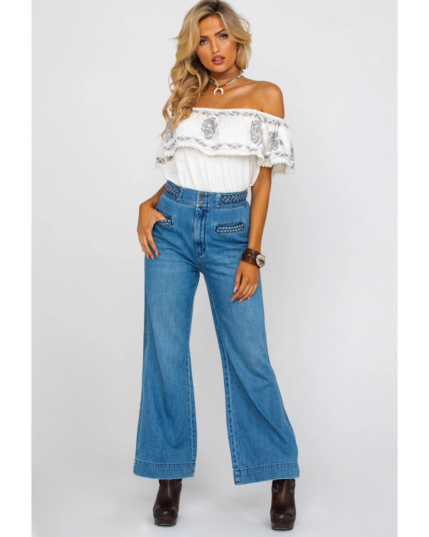 Free People Women's Seasons In The Sun Jeans - Image 4