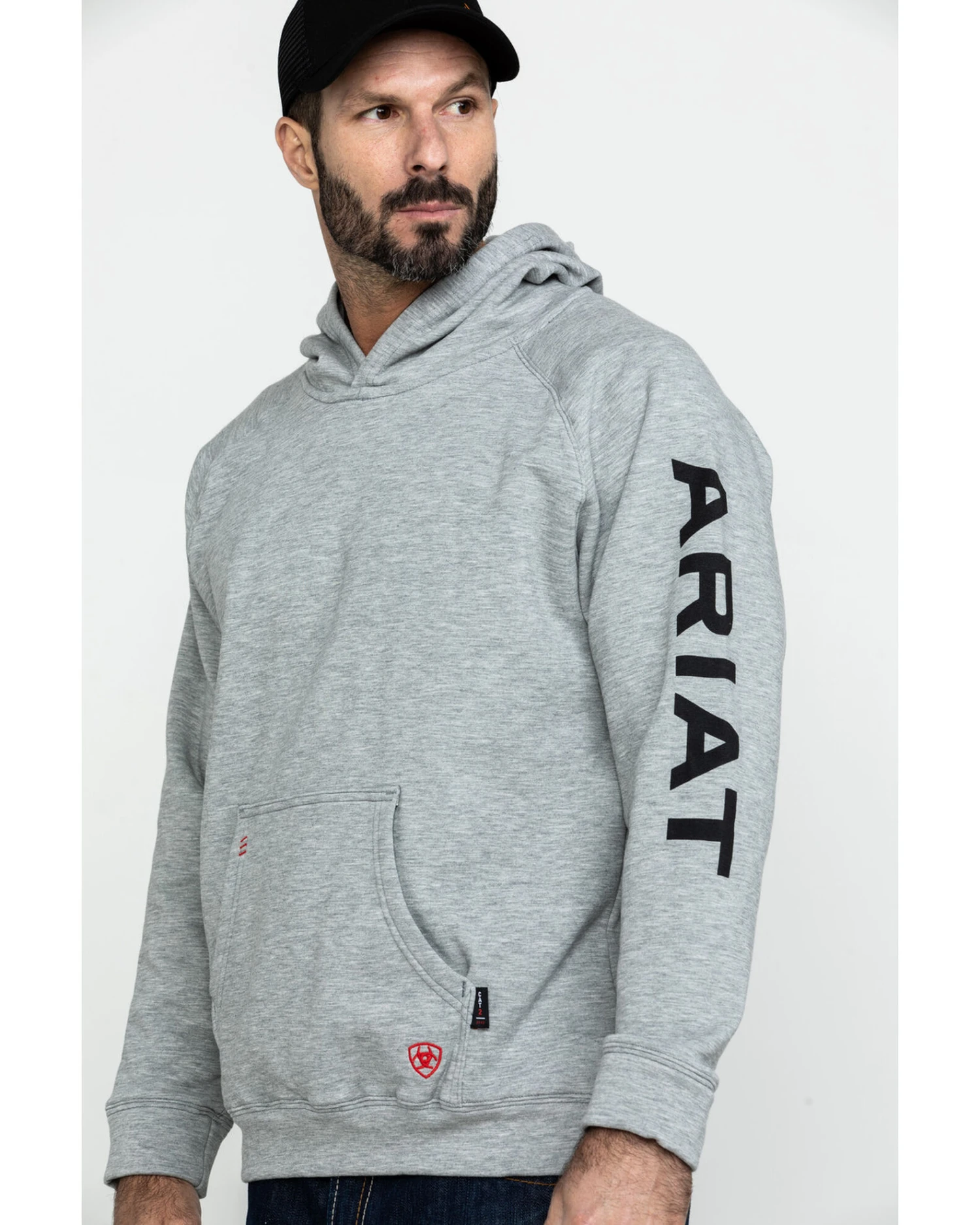 Ariat Men's FR Primo Fleece Logo Hooded Work Sweatshirt - Tall - Image 3