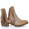 Circle G Women's Brown Studded Fringe Booties - Round Toe