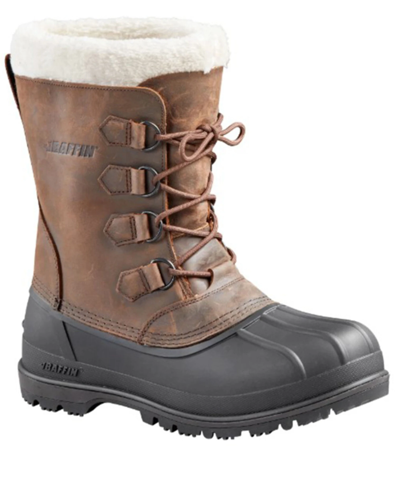 Baffin Men's Brown Canada Waterproof Faux Fur Leather Tundra Work Boots - Round Toe - Image 5
