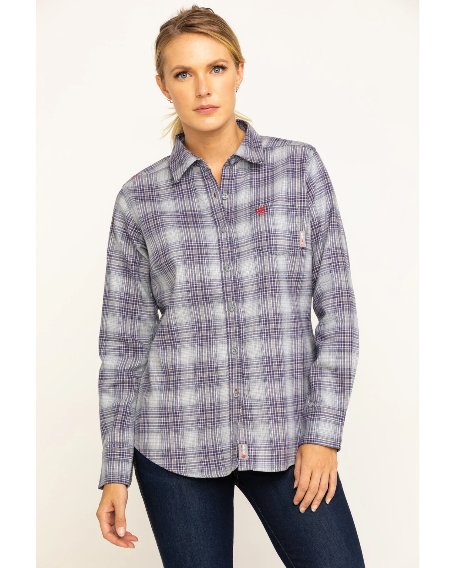 Ariat Women's FR Abigail Plaid Print Long Sleeve Work Shirt - Image 3