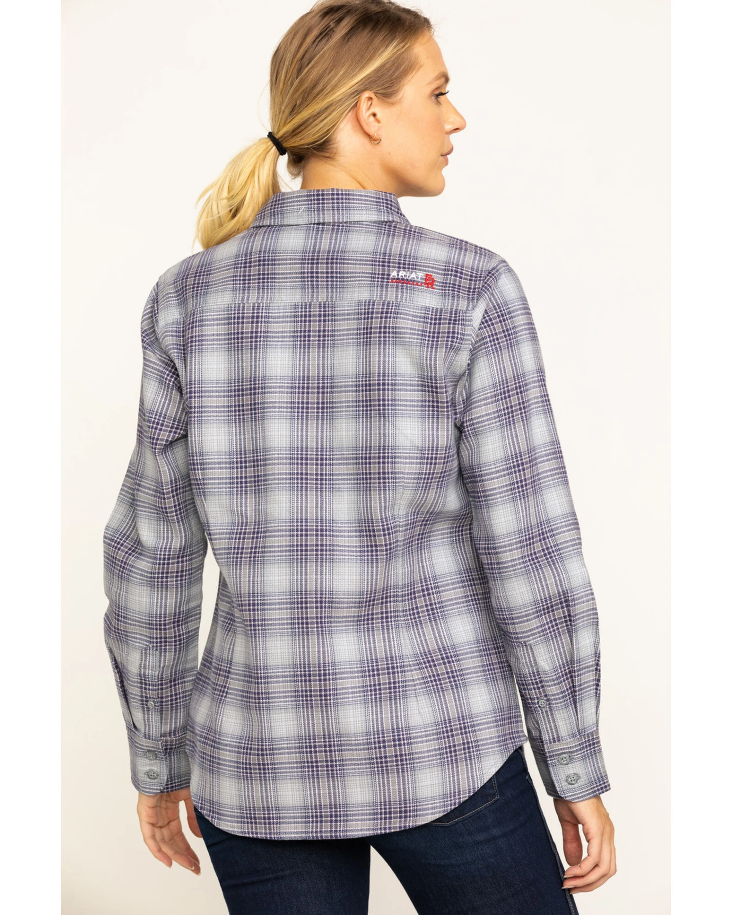 Ariat Women's FR Abigail Plaid Print Long Sleeve Work Shirt - Image 5