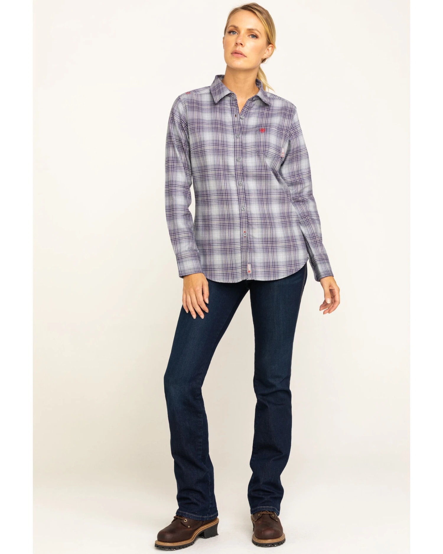 Ariat Women's FR Abigail Plaid Print Long Sleeve Work Shirt - Image 2