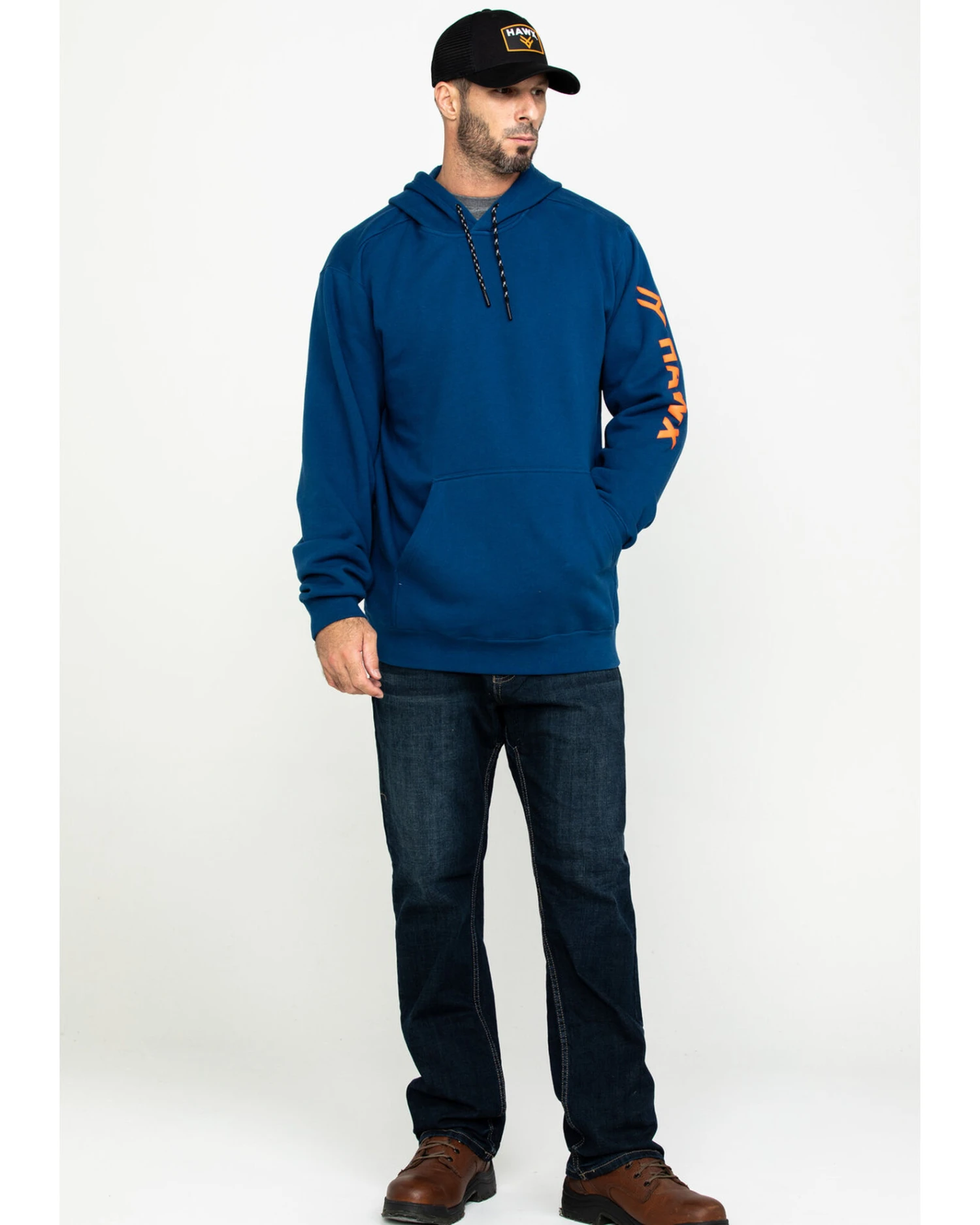 Hawx Men's Logo Sleeve Performance Fleece Hooded Work Sweatshirt - Image 4