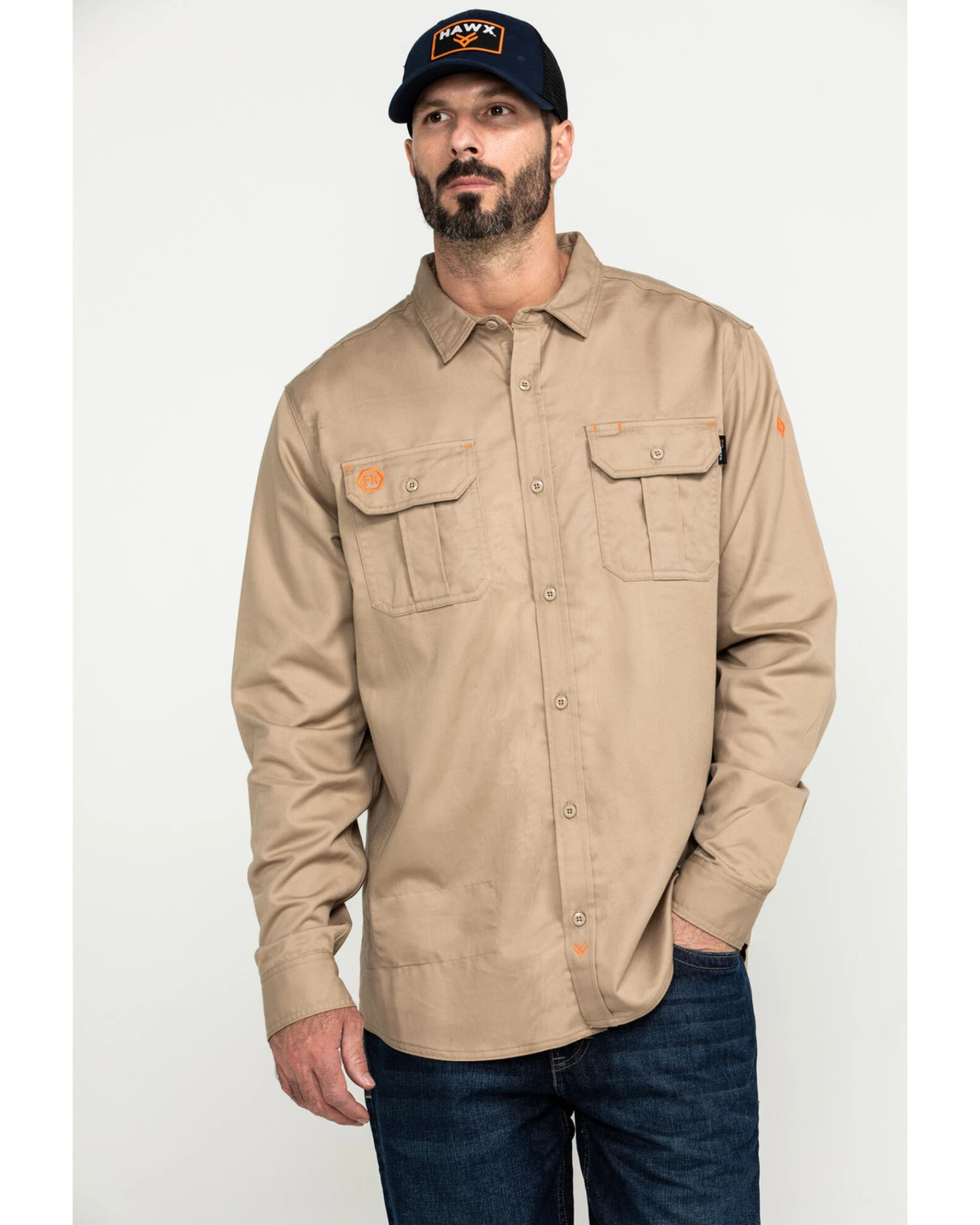 Hawx Men's FR Long Sleeve Woven Work Shirt - Big - Image 2