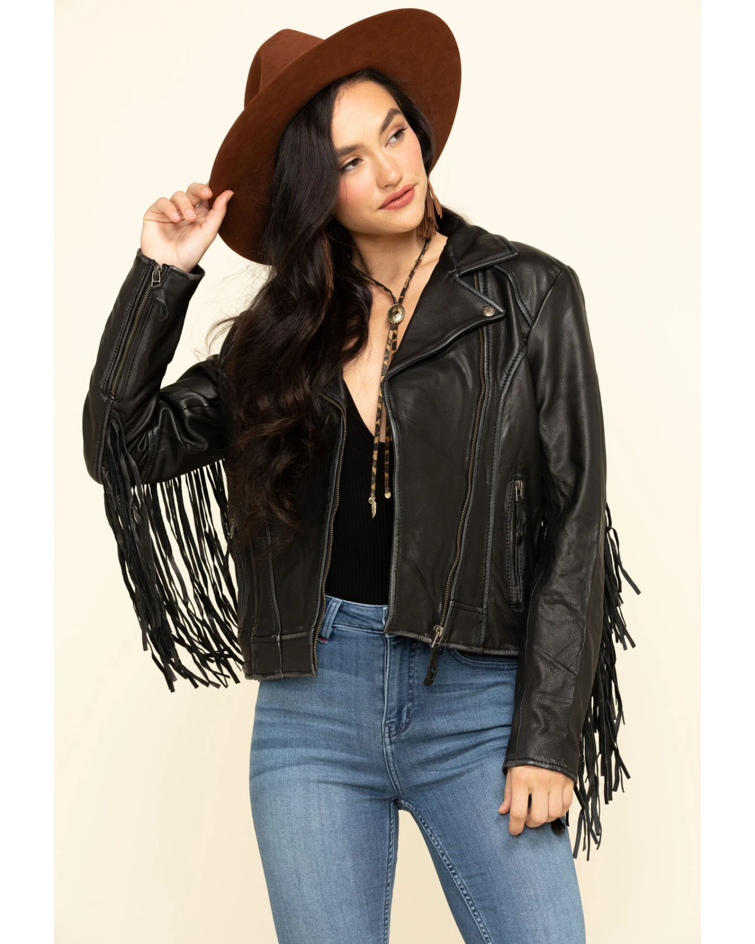 STS Ranchwear Women's Black Chenae Fringe Leather Jacket - Image 5