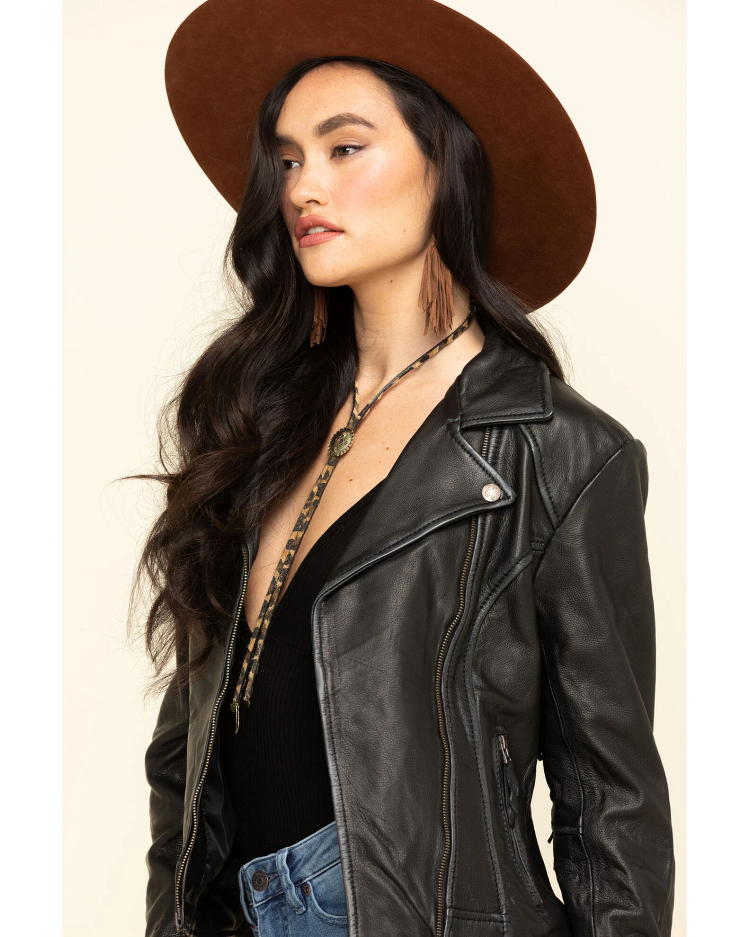 STS Ranchwear Women's Black Chenae Fringe Leather Jacket