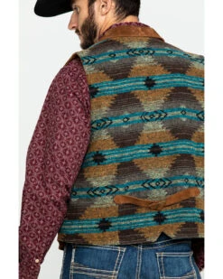 Scully Leatherwear Men's Southwestern Knit Back Suede Vest