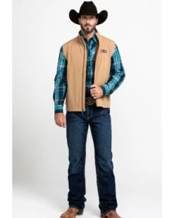 Justin Men's Khaki Fleece Laminated Vest