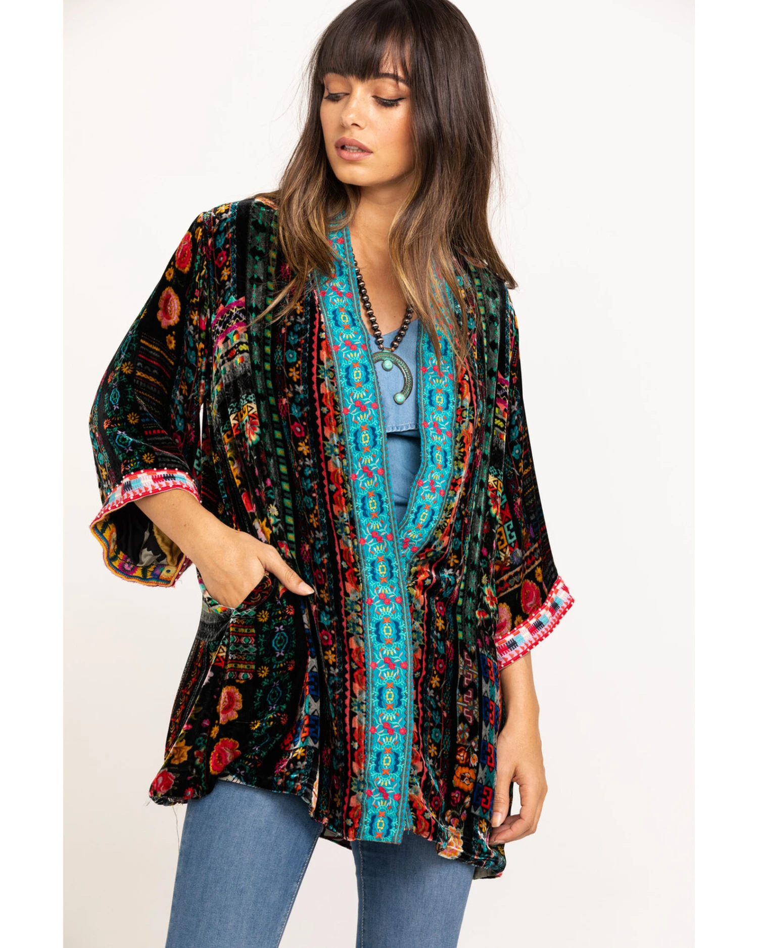 Johnny Was Women's Abril Velvet Reversible Kimono - Image 6