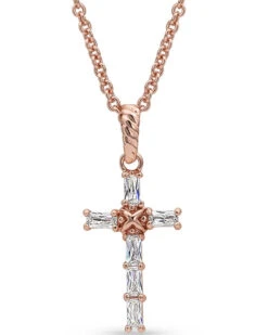 Montana Silversmiths Women's Entwined Rose Gold Brilliant Cross Necklace