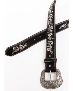 Shyanne Women's Chocolate Floral Embroidered Crystal Western Belt