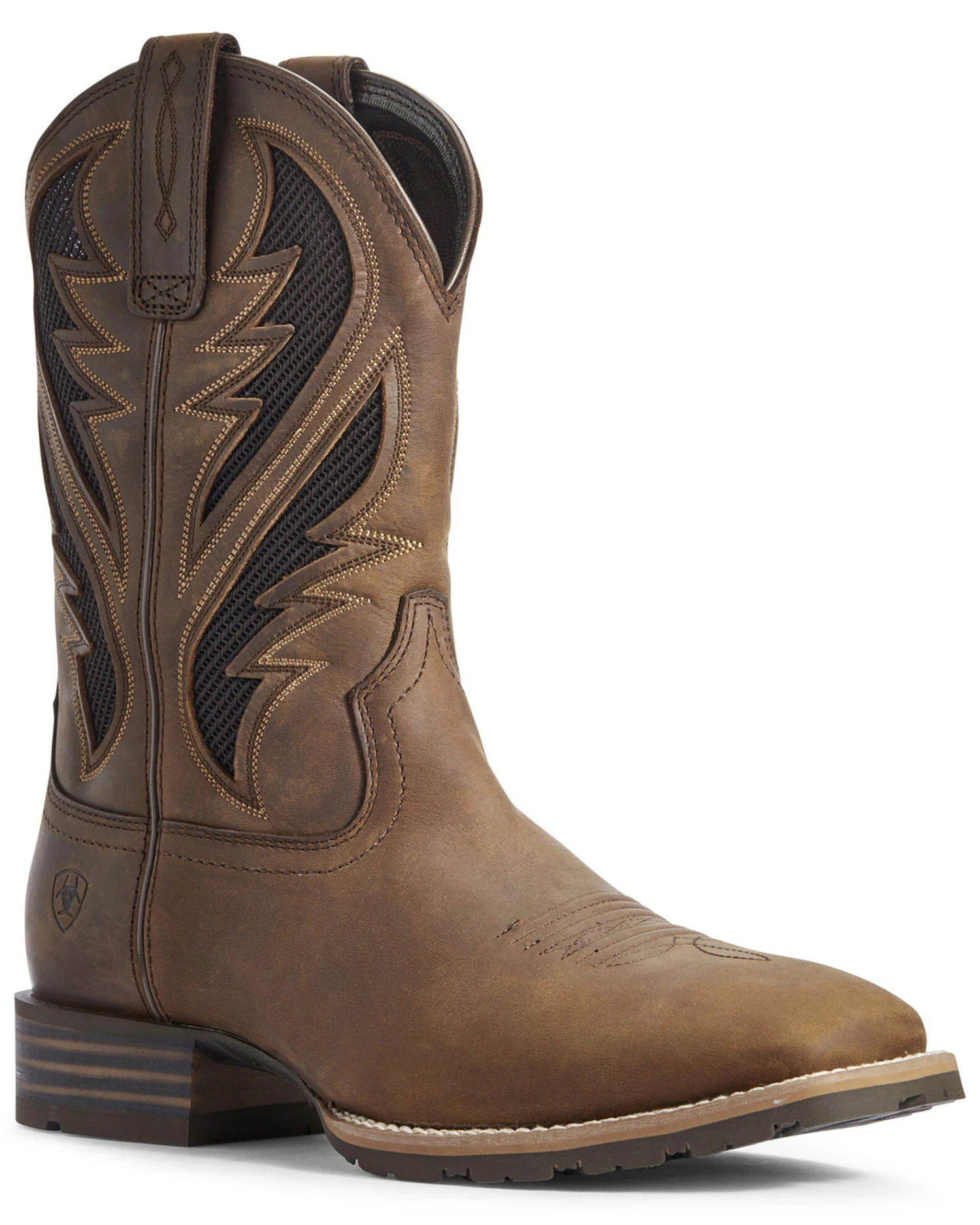 Ariat Men's Hybrid VentTEK Distressed Western Performance Boots - Broad Square Toe - Image 2