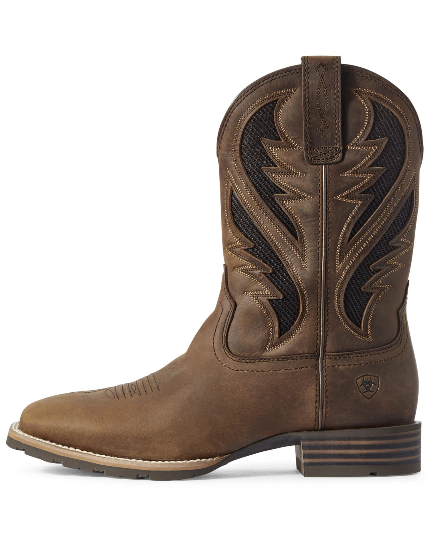 Ariat Men's Hybrid VentTEK Distressed Western Performance Boots - Broad Square Toe - Image 4