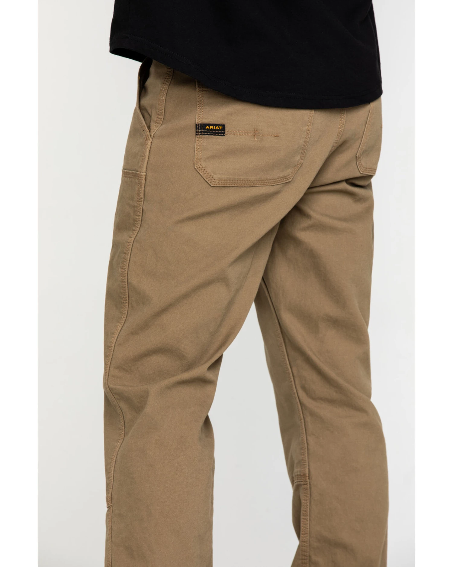 Ariat Men's Khaki Rebar M4 Made Tough Durastretch Double Front Straight Work Pants - Big - Image 4