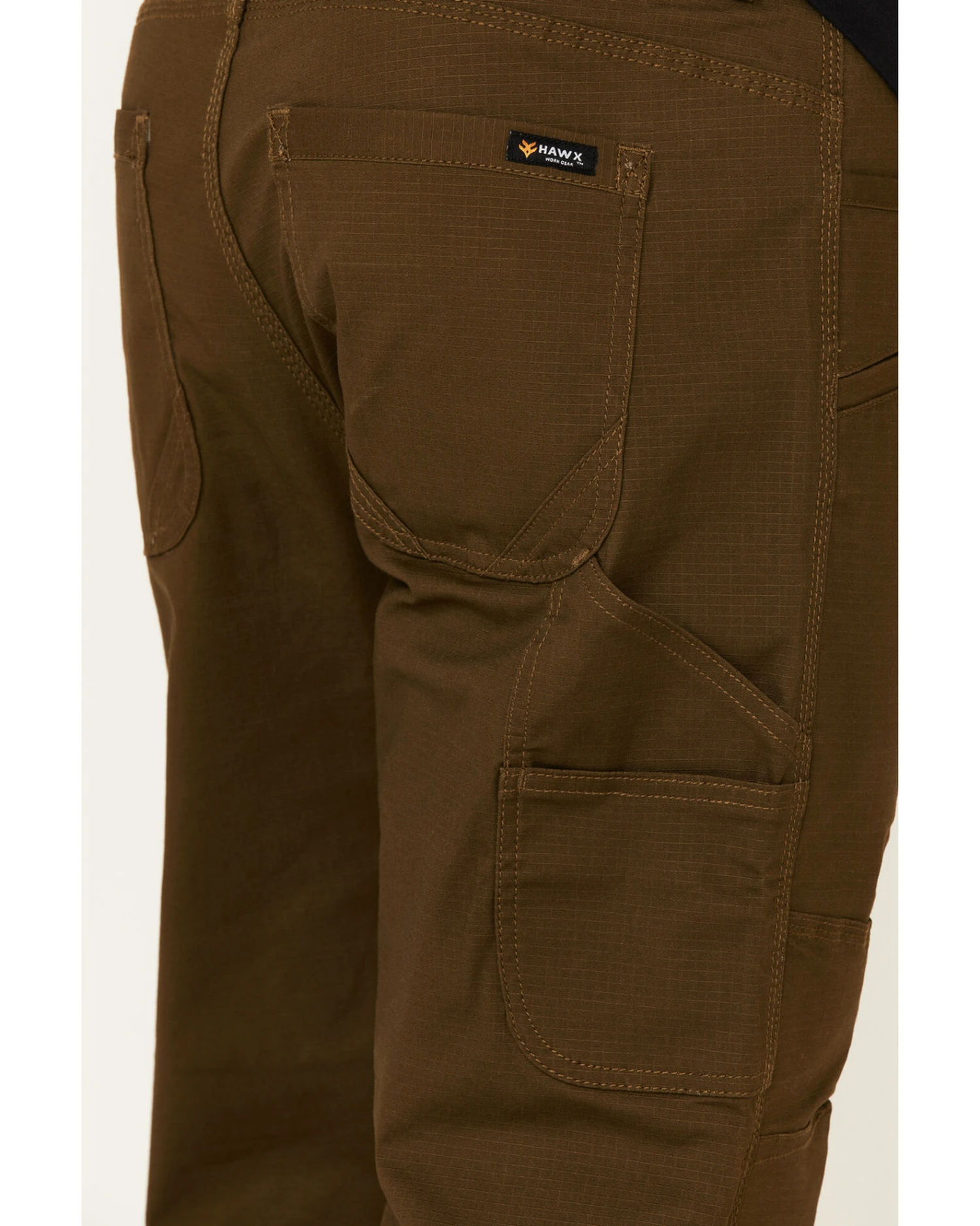 Hawx Men's Dark Olive Stretch Ripstop Work Pants - Image 4