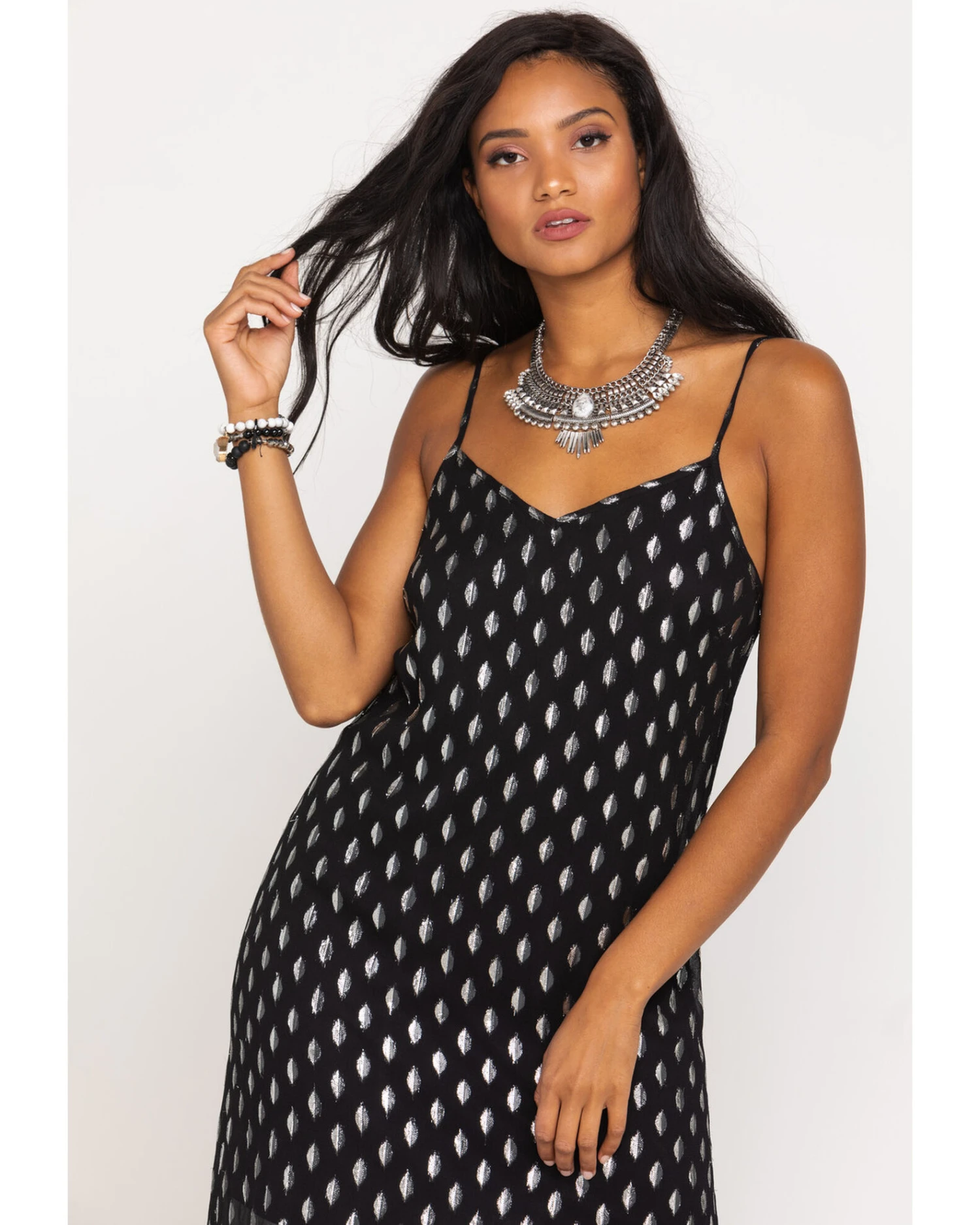 Band Of The Free Women's Black Dot Slip Midi Dress - Image 2