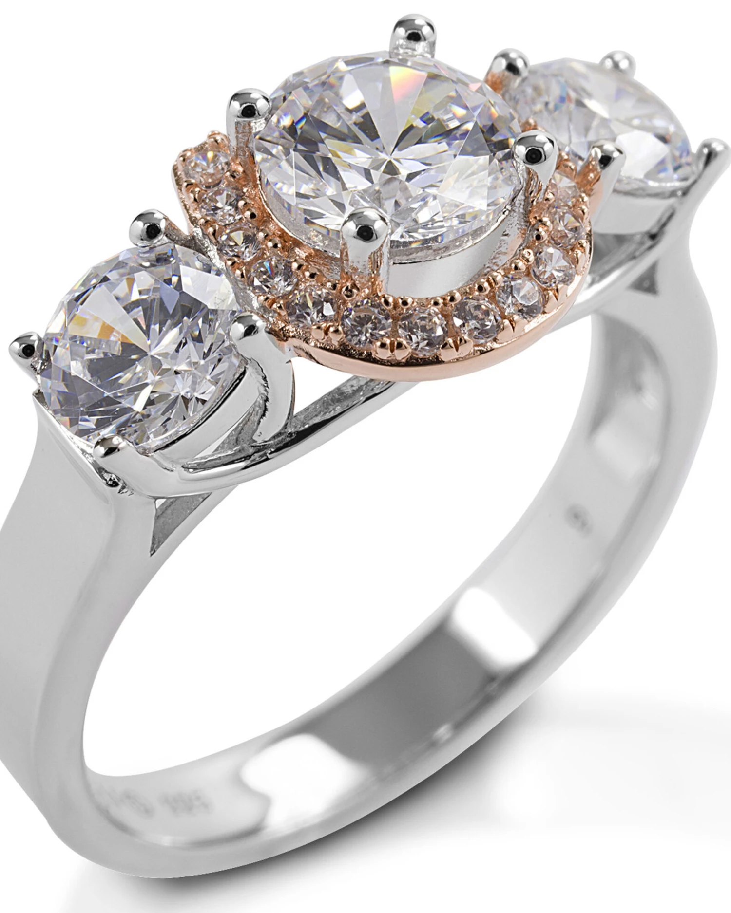 Kelly Herd Women's Large Three Stone Rose 14K Gold Horseshoe Ring - Image 2