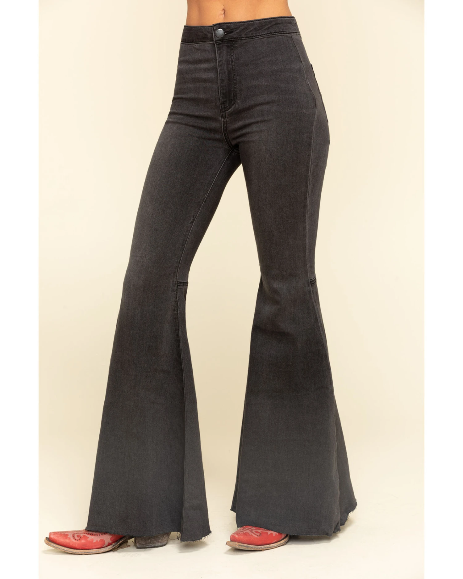 Free People Women's High Rise Dark Wash Just Float On Flare Jeans - Image 3