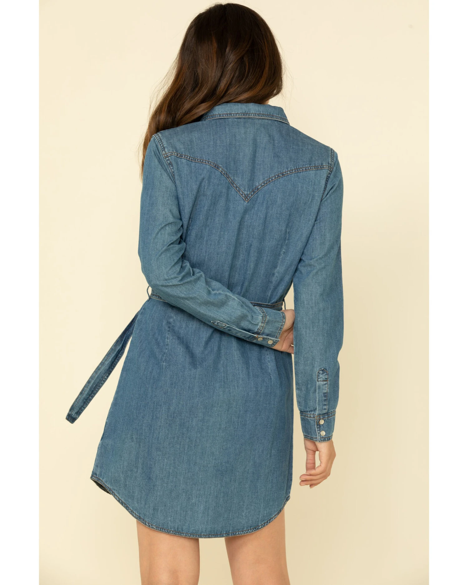 Wrangler Women's Medium Wash Denim Western Shirt Dress - Image 2