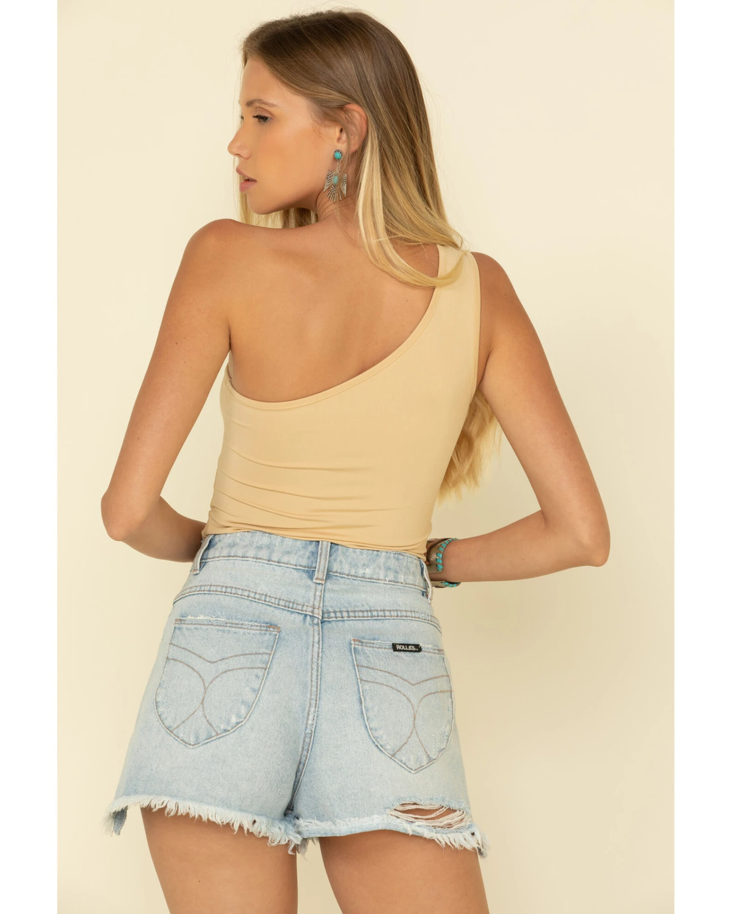 Rolla's Women's Distressed Light Wash Duster Shorts